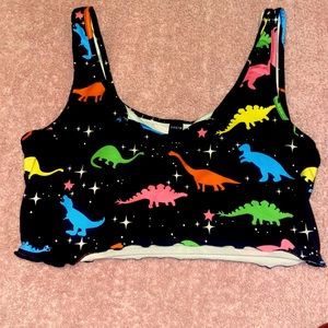 Tank top crop top with dinosaurs on it size large